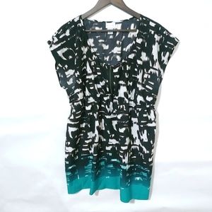 Motherhood XL Sleeveless Dressy Empire Waist Maternity Top Black Turquoise